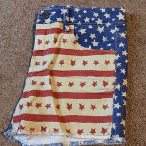 EUC American Flag jean shorts